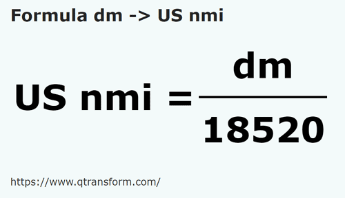 formula Decimeters to US nautical miles - dm to US nmi