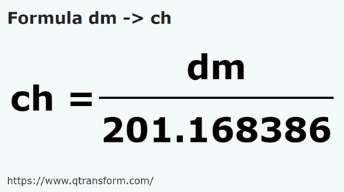formula Desimeter kepada Rantai - dm kepada ch