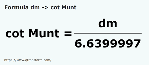 formula Decimetro in Cubito (Muntenia) - dm in cot Munt