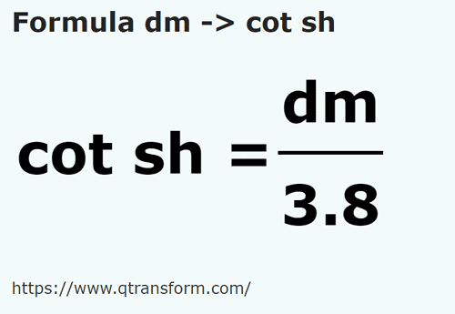 formula Decimetro in Cubiti corti - dm in cot sh