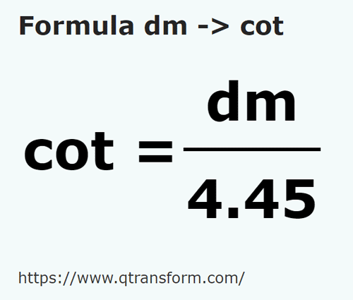 formula Decimeters to Cubits - dm to cot