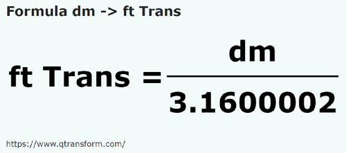 formule Décimètres en Pieds (Transylvanie) - dm en ft Trans