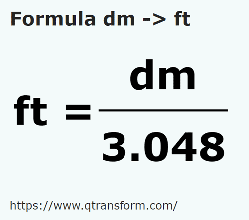 formula Decímetros a Pies - dm a ft