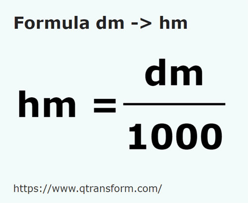 formula Decímetros a Hectómetros - dm a hm
