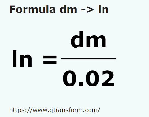 formula дециметр в линия - dm в ln