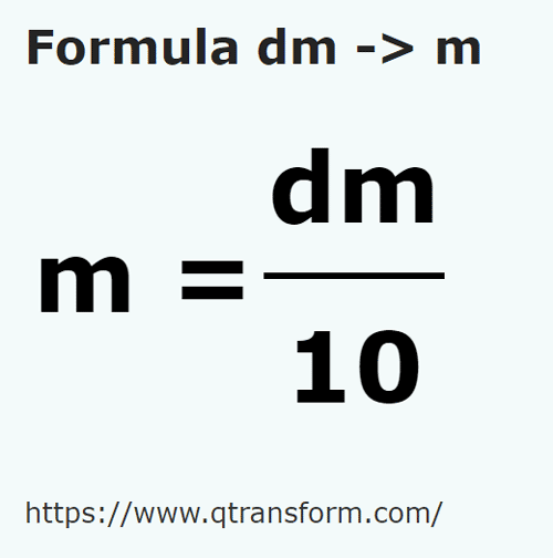 formule Décimètres en Mètres - dm en m