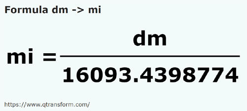 formule Decimeter naar Mijl - dm naar mi