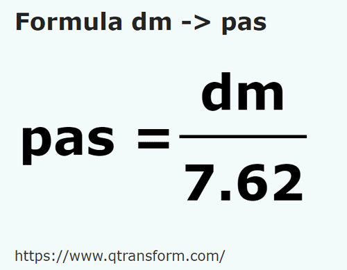 formula Desimeter kepada Langkah - dm kepada pas