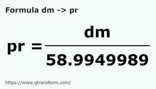 formule Décimètres en Tiges - dm en pr