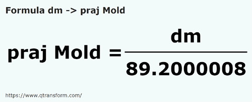 formula дециметр в стержень (Молдавия) - dm в praj Mold