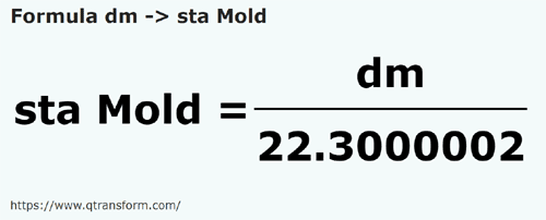 formule Decimeter naar Stânjeni (Moldova) - dm naar sta Mold