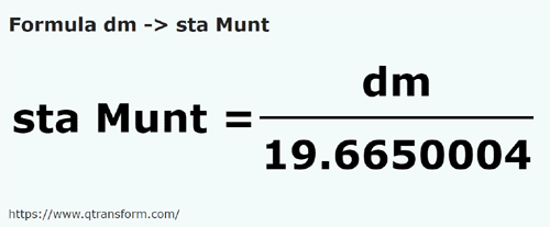 formula Desimeter kepada Stânjeni (Muntenia) - dm kepada sta Munt