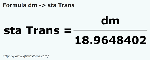 formula Decimeters to Fathoms (Transilvania) - dm to sta Trans