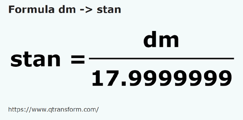formula Decimetro in Stânjeni - dm in stan