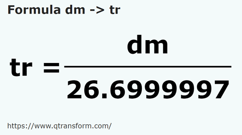 formula Decímetros em Canas - dm em tr