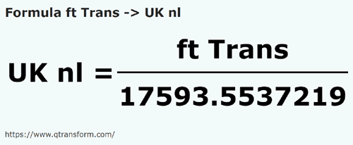 formula Feet (Transilvania) to UK nautical leagues - ft Trans to UK nl