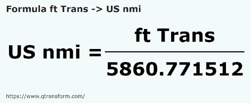 formula Pés (Transilvânia) em Milhas náuticas americanas - ft Trans em US nmi