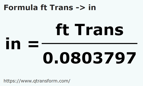 formula фут (рансильвания) в дюйм - ft Trans в in