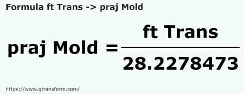 umrechnungsformel Fuße (Transilvania) in Prajina (Moldawien) - ft Trans in praj Mold