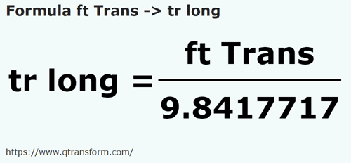 formula фут (рансильвания) в Длинная трость - ft Trans в tr long