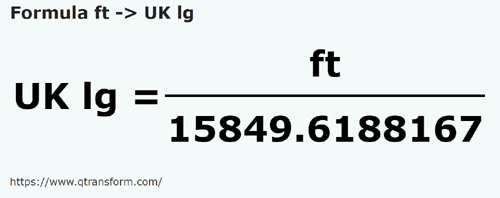 formula фут в Ли́га Великобритании - ft в UK lg