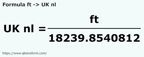 formula Kaki kepada Liga nautika antarabangsa - ft kepada UK nl