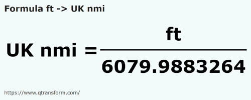 formula фут в Британский флот - ft в UK nmi