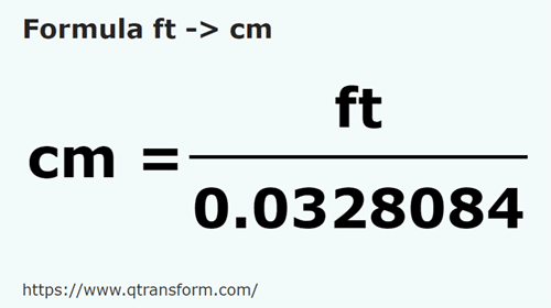 formula Feet to Centimeters - ft to cm