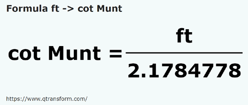 formula Feet to Cubits (Muntenia) - ft to cot Munt