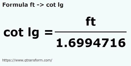 formula Pies a Codos largo - ft a cot lg