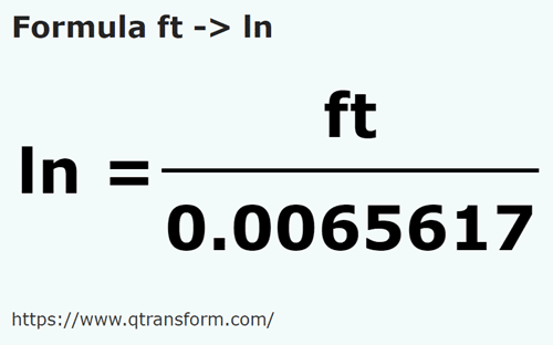 formula Pés em Linhas - ft em ln