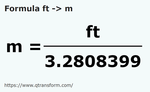 formula фут в метр - ft в m