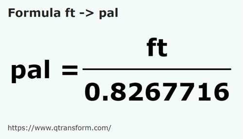 formula фут в Пядь - ft в pal