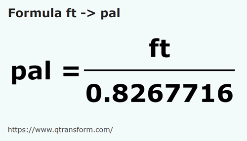 umrechnungsformel Fuße in Spanne - ft in pal