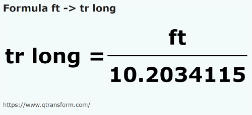 formula фут в Длинная трость - ft в tr long