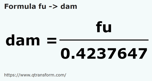 formula веревка в декаметр - fu в dam