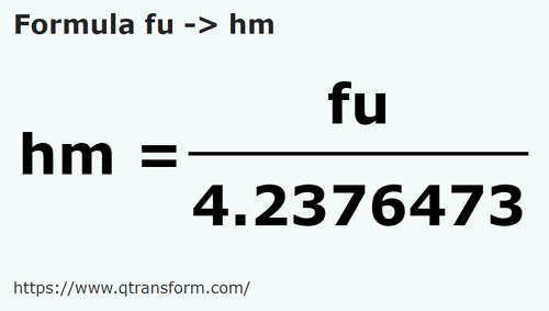 formula Corde in Ectometri - fu in hm