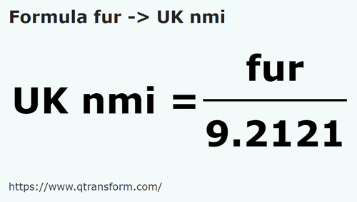 formula Furlongs em Milhas marítimas britânicas - fur em UK nmi