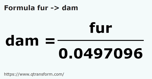 formula Stadions to Decameters - fur to dam