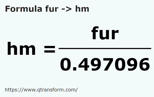 formula Furlongs a Hectómetros - fur a hm