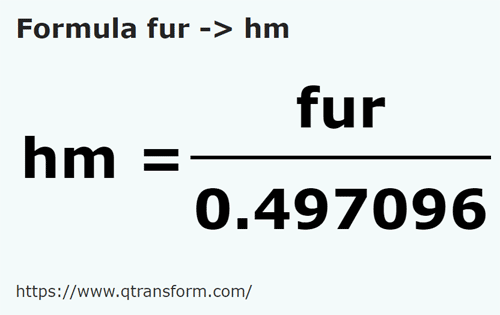 umrechnungsformel Stadioane in Hektometer - fur in hm