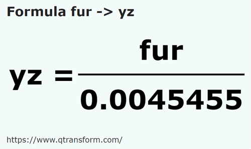 formula Furlongs em Jardas - fur em yz