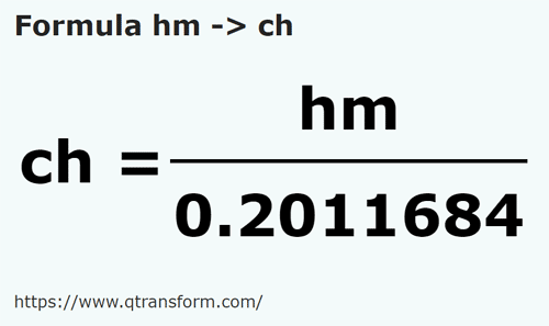 formula Hectometers to Chains - hm to ch