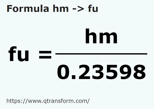 formula Hectometri in Funii - hm in fu