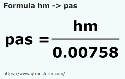 formula Hektometry na Kroki - hm na pas