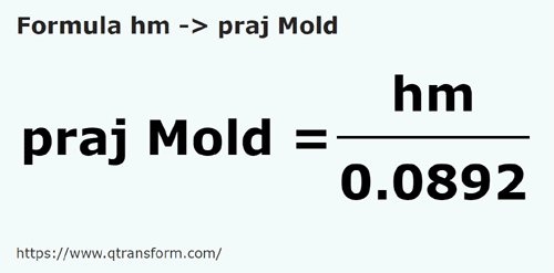 formula Hectometri in Prajini (Moldova) - hm in praj Mold