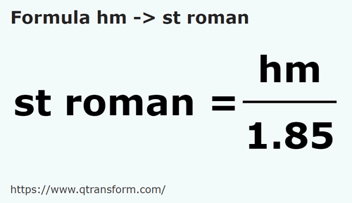 formulu Hektometre ila Roma stadyum - hm ila st roman