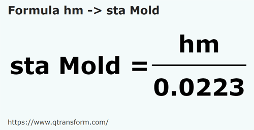 formula Hectômetros em Stânjens (Moldova) - hm em sta Mold