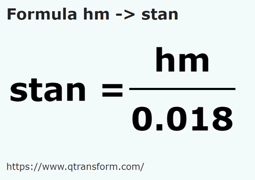 formula Hectometers to Fathoms - hm to stan