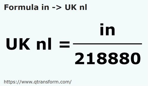 formula дюйм в Британская морская лига - in в UK nl